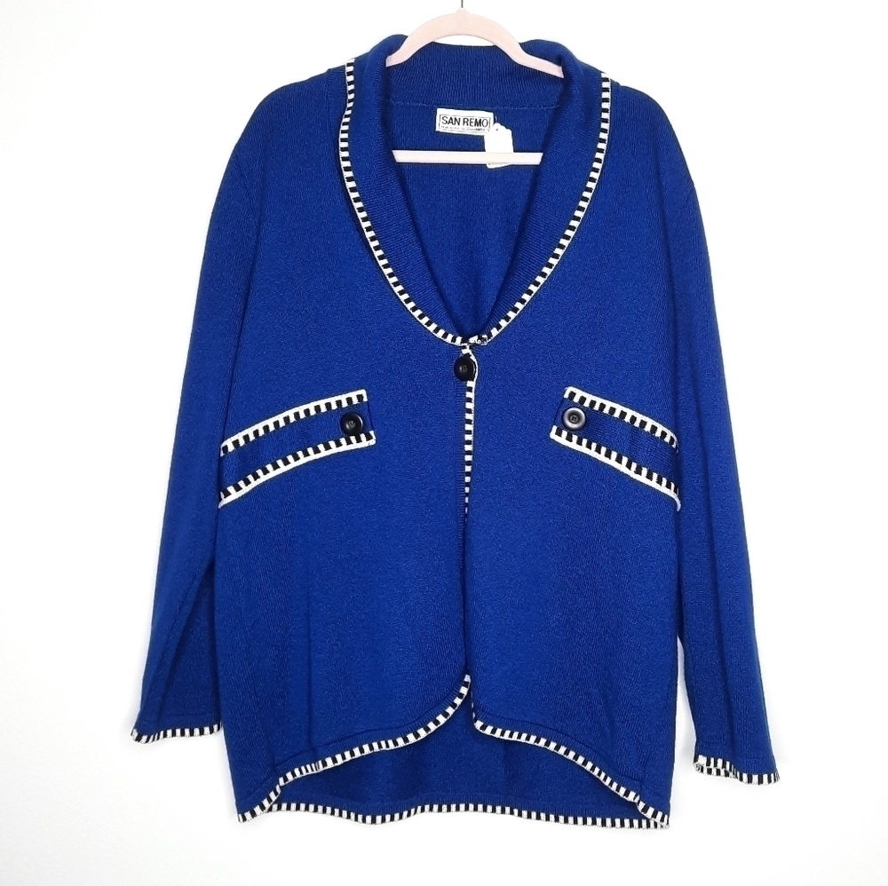 Vintage San Remo Blue Cardigan Sweater XL